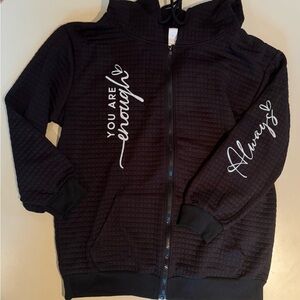 SHEIN Black Zip-Up Sweatshirt with Graphic Details